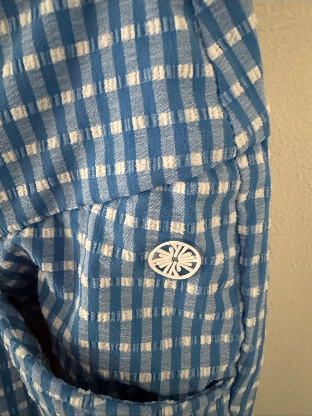 Lilly Pulitzer Luxletic 25" Corso Crop Pants Morelle Blue Gingham, Size 4 - Picture 13 of 16